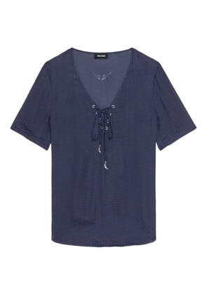 Zadig&Voltaire lace-up v-neck t-shirt - Blue