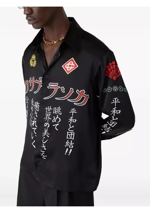 Casablanca emblem silk long-sleeve shirt - Black
