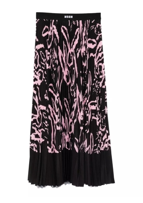 MSGM rabbit-print pleated skirt - Black