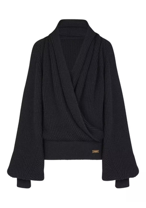 Balmain ribbed-knit hoodie - Black