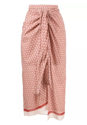 Brunello Cucinelli geometric-print knotted skirt - Red