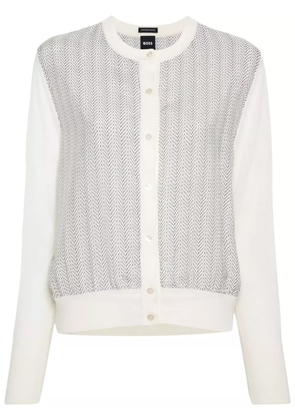 BOSS knitted-edge panelled jacket - White