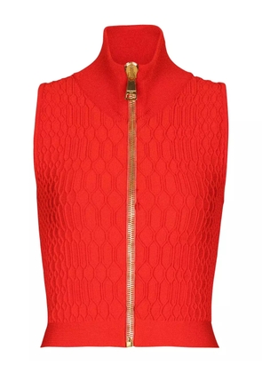 Balmain crocodile-knit top - Red