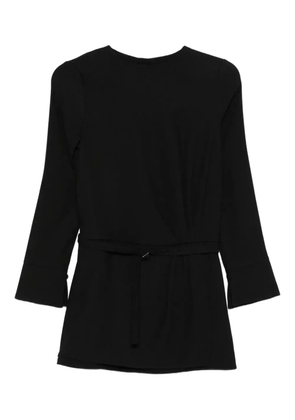 Eleh belted three-quarter sleeve mini dress - Black