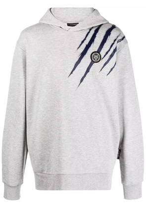 Plein Sport scratch-print long-sleeved hoodie - Grey