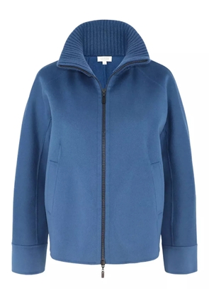 Kinross Cashmere knit-trim zip jacket - Blue