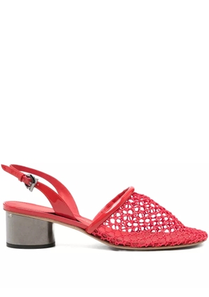 Ferragamo sling-back net heeled pumps - Red