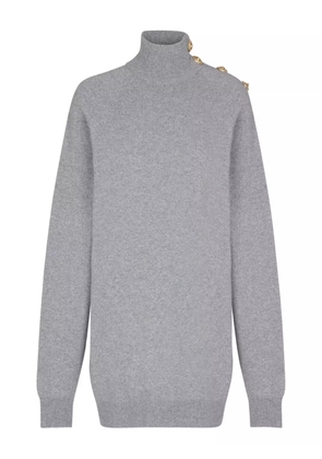 Balmain high-neck button-embellished jumper dress - Grey