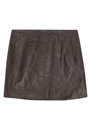 REMAIN leather zip-front mini skirt - Brown