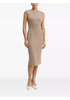 BOSS V-neck cap-sleeve midi dress - Brown
