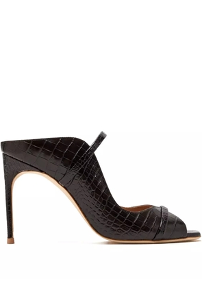 Malone Souliers crocodile-embossed heeled mules - Brown
