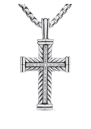 David Yurman sterling silver Chevron Cross diamond pendant (41.7mm)