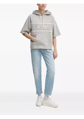 Joop! logo-detail short-sleeve hoodie - Grey