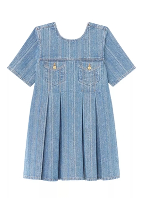 GANNI pleated denim dress - Blue