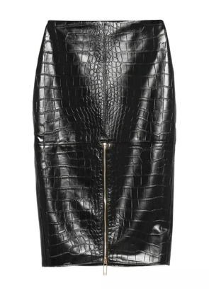 Elisabetta Franchi crocodile-embossed zip-detail skirt - Black