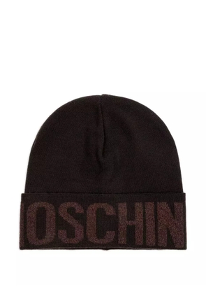 Moschino logo-detail beanie - Brown