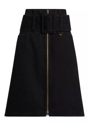Patou zip-front belted skirt - Black