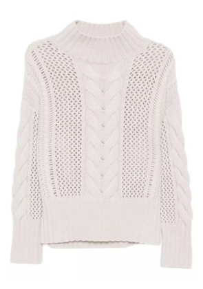 N.Peal mock-neck cable sweater - Neutrals