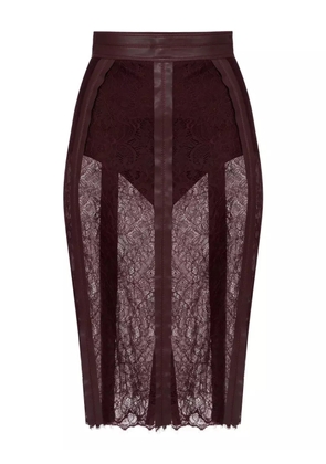 Elisabetta Franchi lace-contrast midi skirt - Red