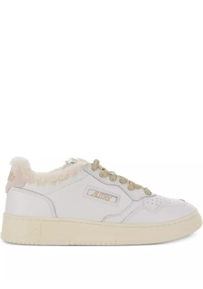 Autry Medalist shearling-trimmed leather sneakers - White