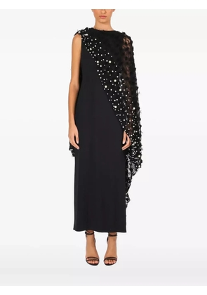 Lethicia Bronstein Íris faux-pearl-embellished cape dress - Black