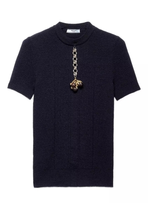 Prada pendant-embellishment ribbed sweater - Blue