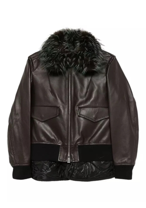 sacai 2 in 1 leather jacket - Brown
