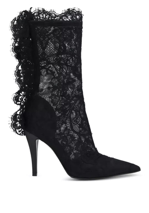 Alexander McQueen 105mm lace-trimmed stiletto boots - Black