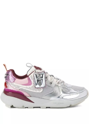 Kurt Geiger London Kurt Runner metallic leather mesh sneakers - Silver