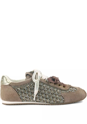 Kurt Geiger London Islington crystal-embellished suede sneakers - Neutrals