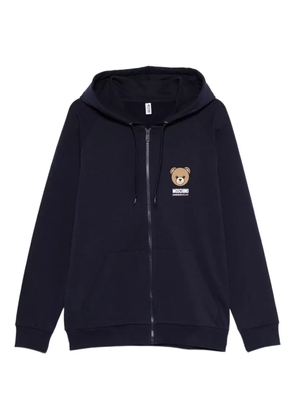 Moschino teddy-print zip-fastening hoodie - Blue