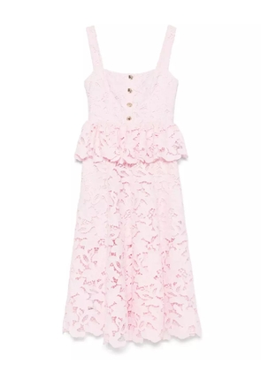 Self-Portrait floral-lace midi dress - Pink