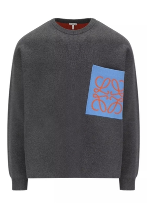 LOEWE logo-patch pocket sweater - Grey