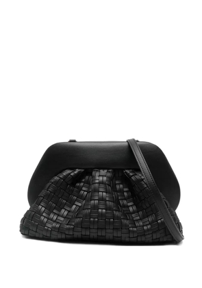 Themoirè woven flap shoulder bag - Black
