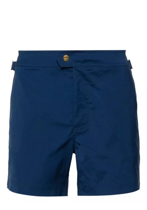 TOM FORD logo-buckle compact-poplin swim shorts - Blue