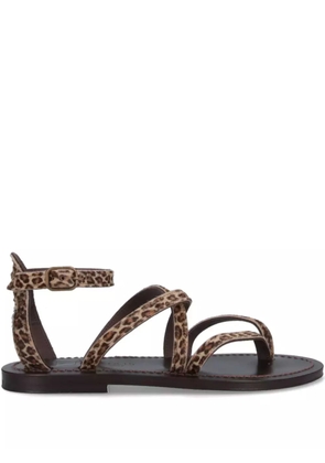 K. Jacques leopard-print ankle-strap sandals - Brown