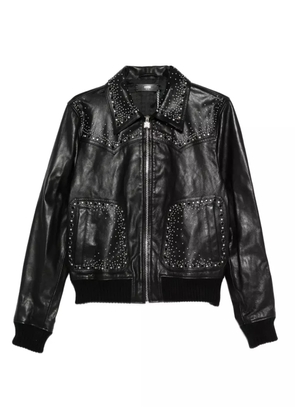 AMIRI crystal-embellished leather jacket - Black