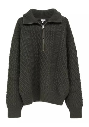 LOEWE cable-knit half-zip sweater - Green