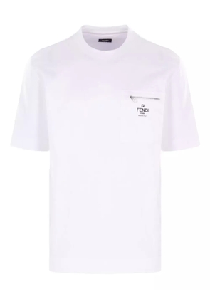 FENDI zip-pocket logo T-shirt - White