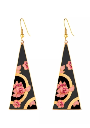 Susan Caplan Vintage 1980s cloisonné triangular earrings - Gold