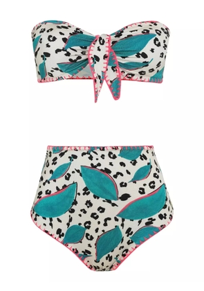 Brigitte graphic-print bikini set - White