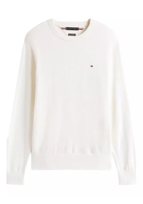 Tommy Hilfiger logo-embroidered crew-neck sweater - White
