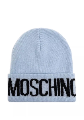 Moschino logo-embroidered beanie hat - Blue