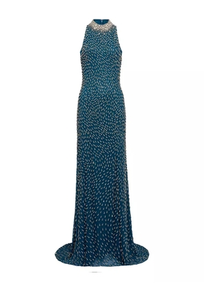 Jenny Packham embellished high-neck maxi dress - Blue