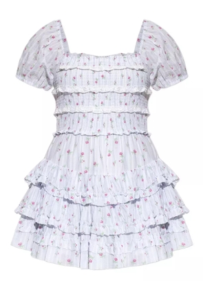 LoveShackFancy floral-print smocked dress - Blue