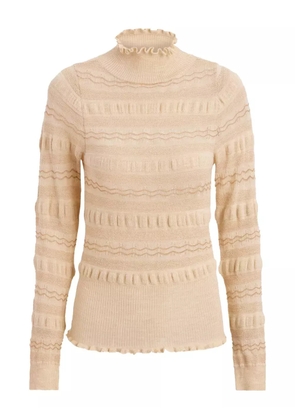 Marie Oliver Adison ruffled high-neck wool jumper - Neutrals