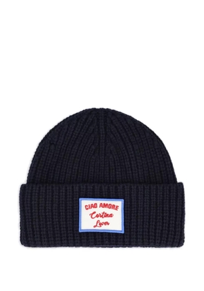 Giada Benincasa ribbed-knit logo patch beanie hat - Black