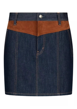 LIU JO suede-panel denim mini skirt - Blue