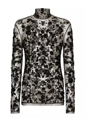 Dolce & Gabbana high-neck tulle top - Black