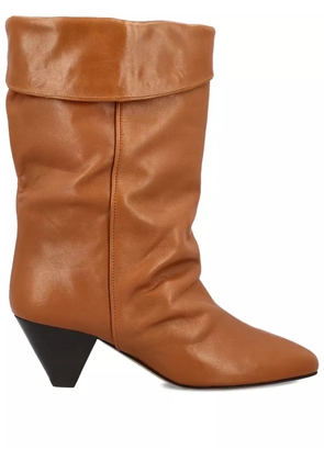 ISABEL MARANT 55mm calf leather slouch boots - Brown
